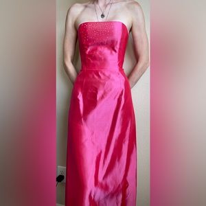 Jessica McClintock Y2K Hot Pink Strapless Ballgown Dress 2 3